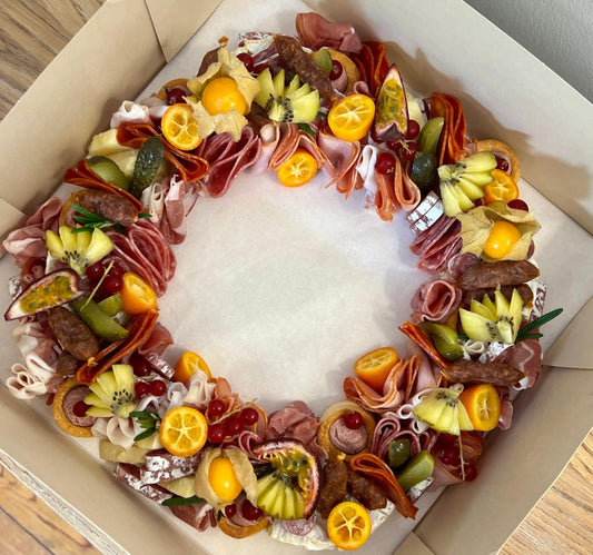 Christmas cheese and charcuterie wreath