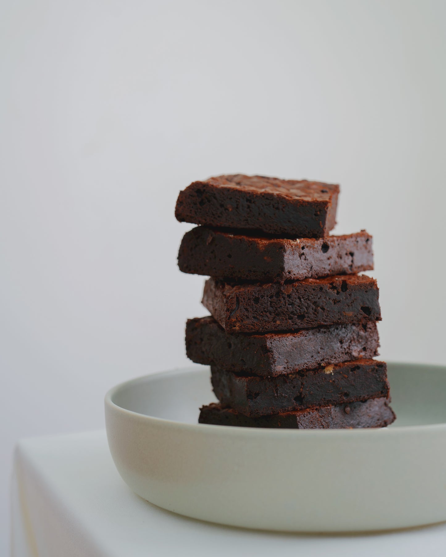 Piato dark chocolate brownies, stacked