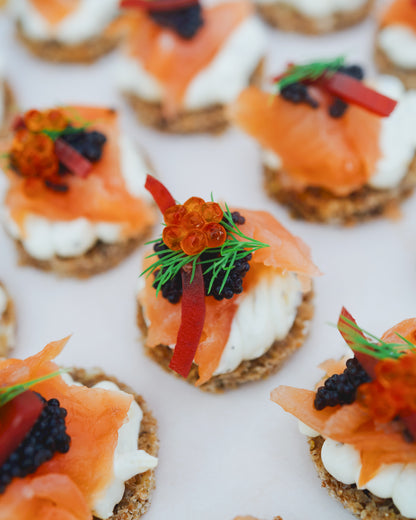 Piato Smoked salmon canapé, up close